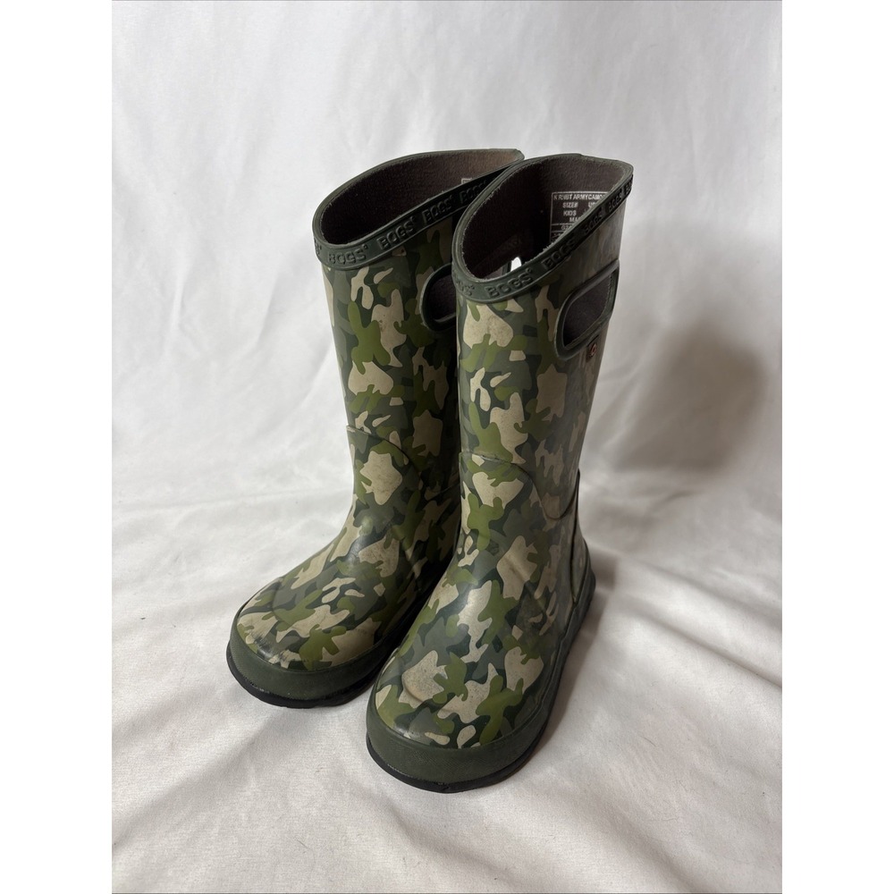 Bogs Kid's Rain‎ Boots in Camo Green Waterproof 78734-353 Size 11 Gorpcore
